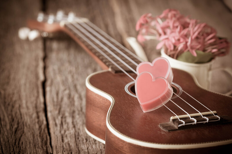 Ukulele with Heart Shapes — Brown