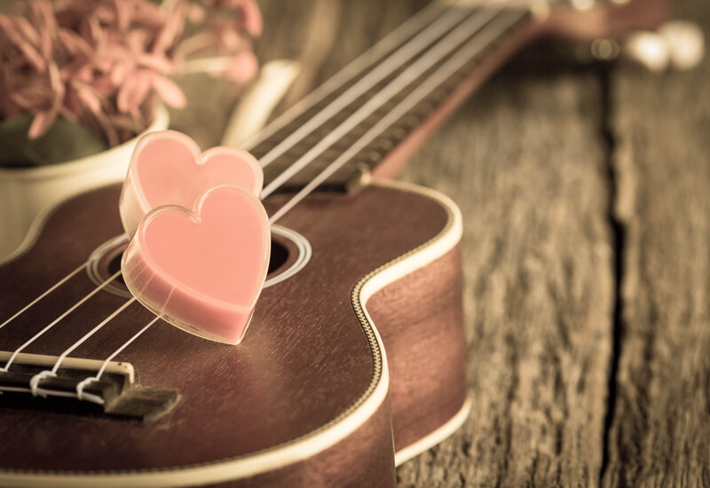 Ukulele with Heart Shapes