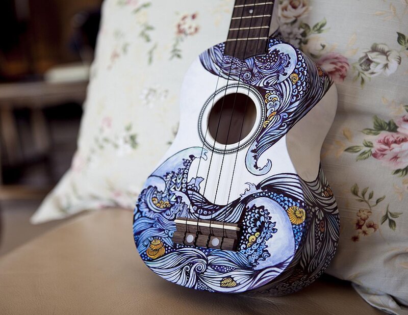 Ukulele with Wave Design