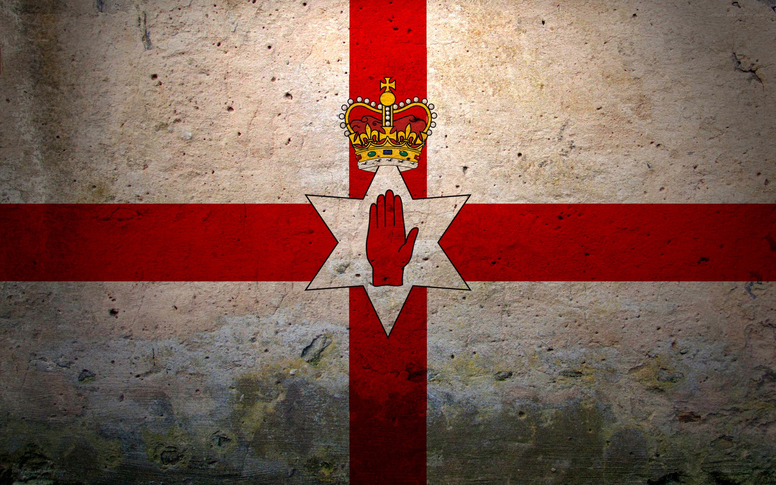Ulster Banner flag on concrete