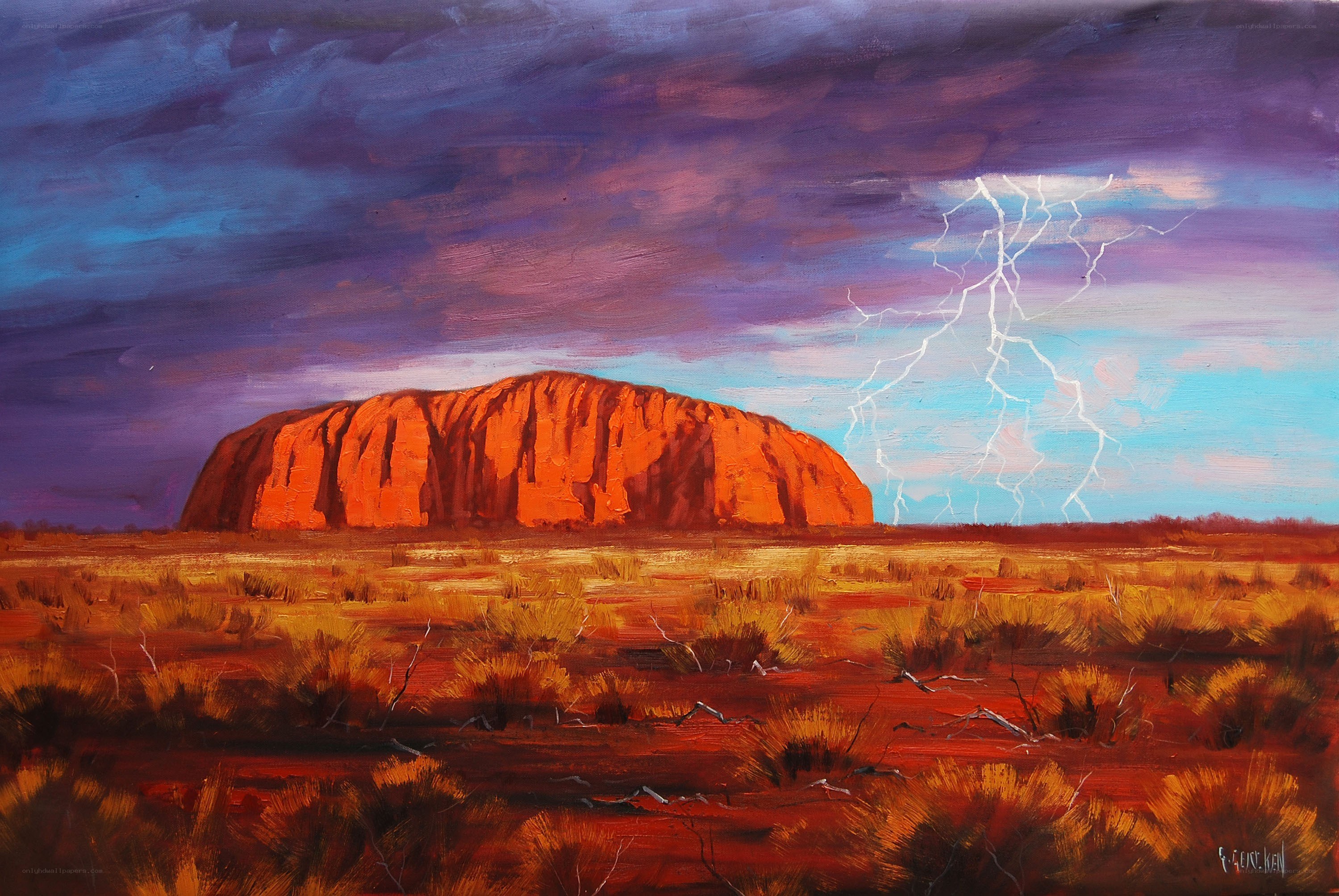 Uluru during a storm