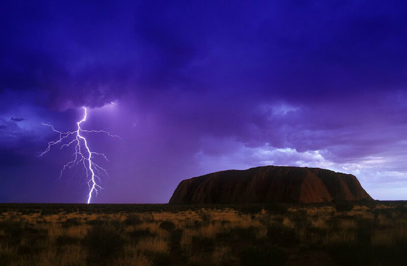 Uluru During Lightning Storm — Purple