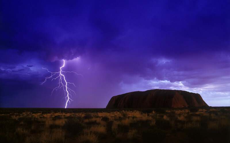 Uluru During Lightning Storm