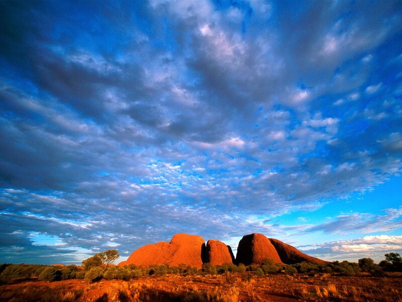 Uluru Rock Formation — Blue, Dramatic