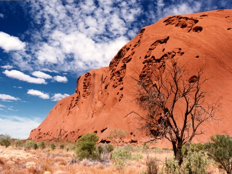 Uluru Rock Formation — Red, Dramatic, Afternoon