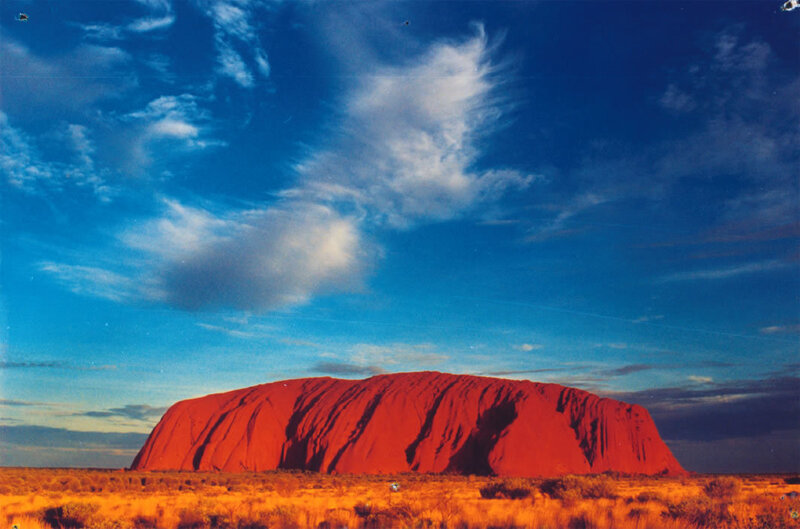 Uluru Rock Formation — Red, Dramatic, Sunset, Photograph, Sky