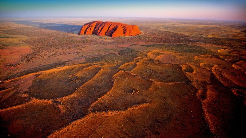 Uluru Rock Formation — Red, Dramatic, Sunset, Photograph