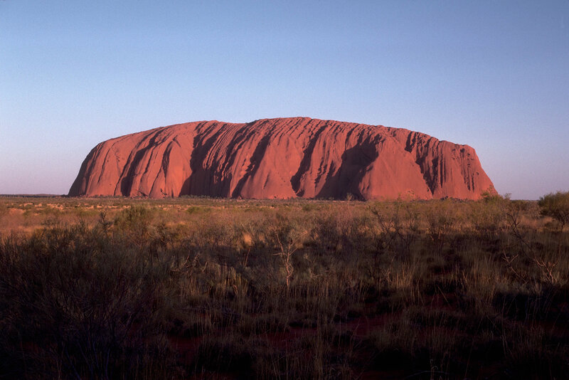 Uluru Rock Formation — Red, Serene, Sunset, Photograph, Desert