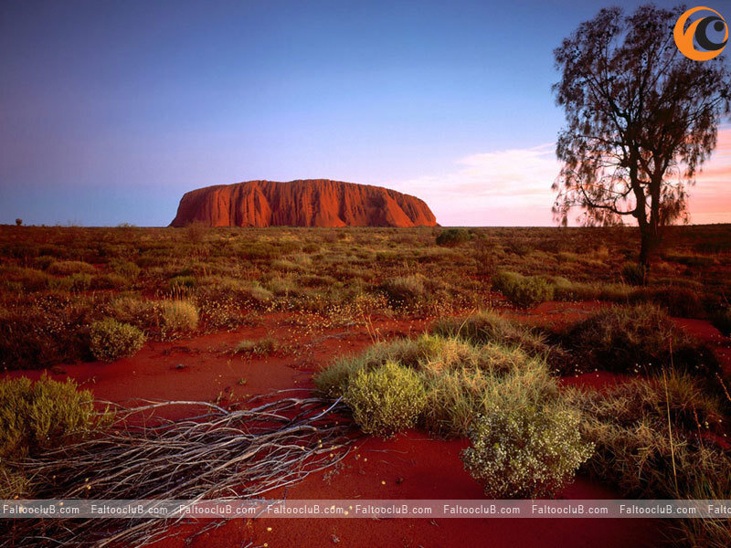 Uluru Rock Formation — Red, Serene, Sunset