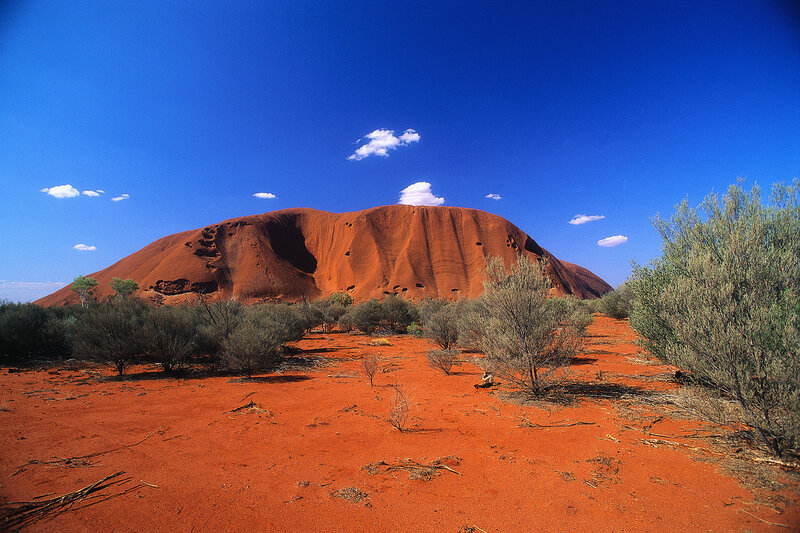 Uluru under blue sky