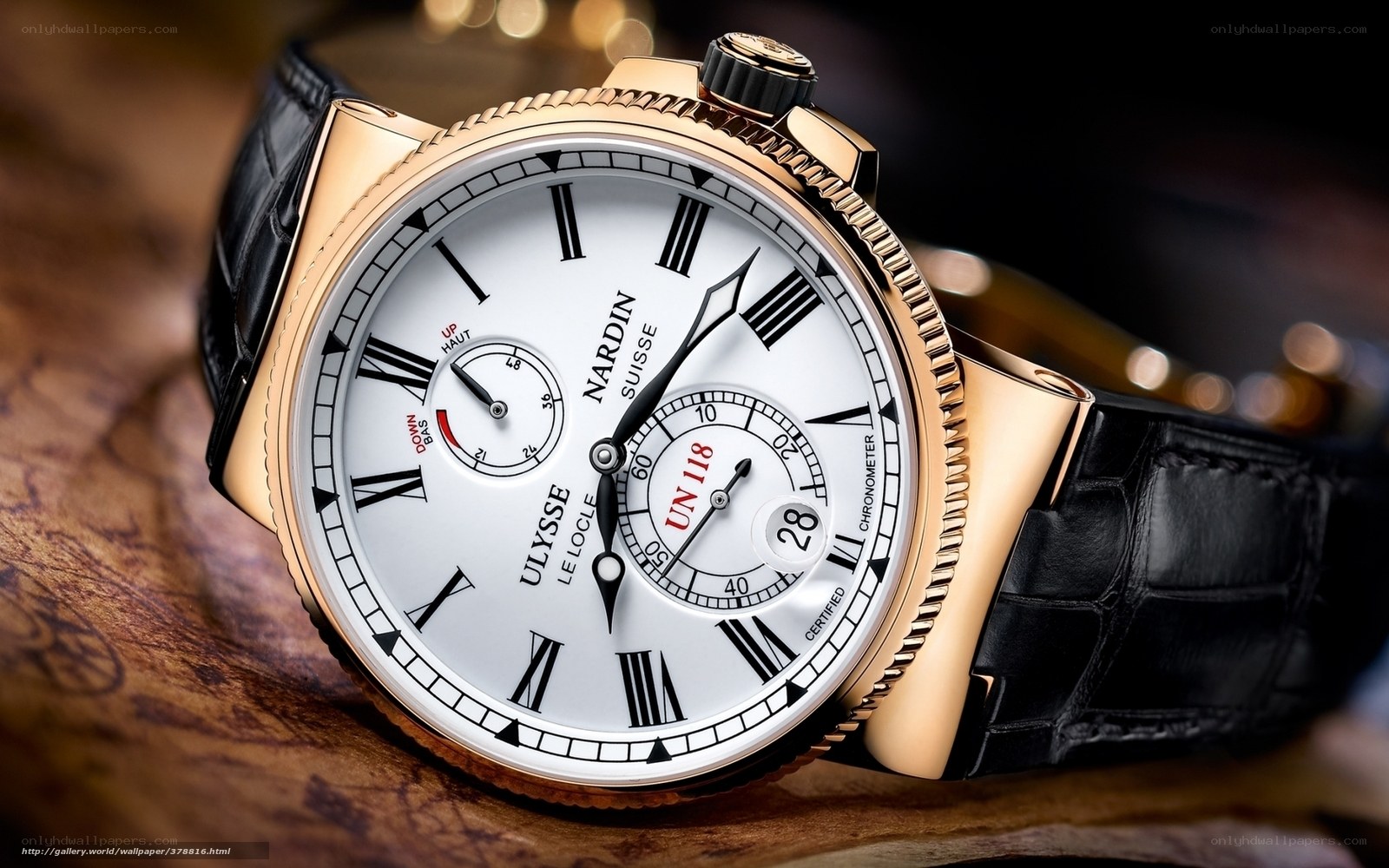 Ulysse Nardin watch on wood