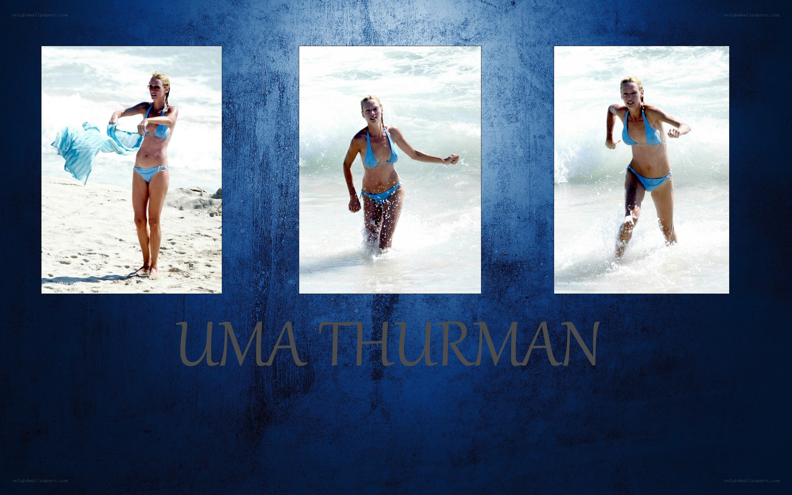 Uma Thurman at the beach