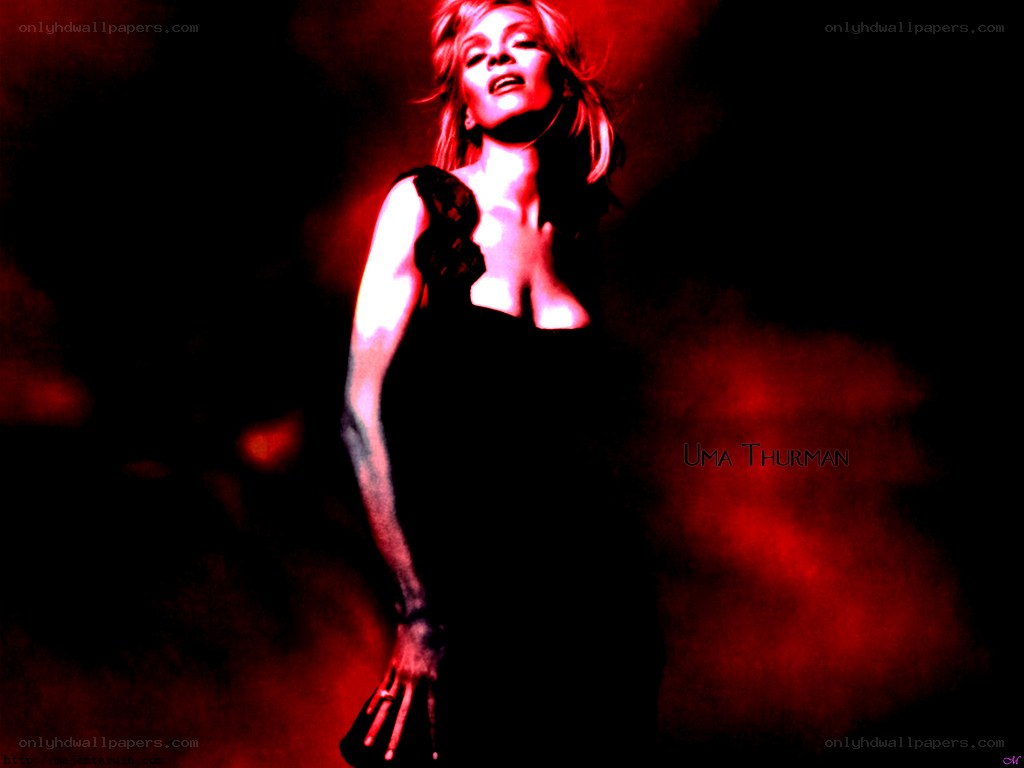 Uma Thurman in red light