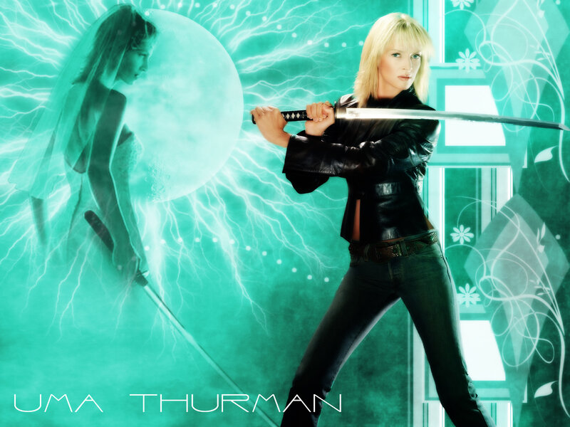 Uma Thurman with sword