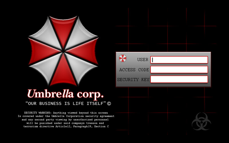Umbrella Corp Login Screen — Black