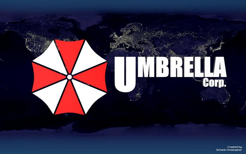 Umbrella Corp logo on world map