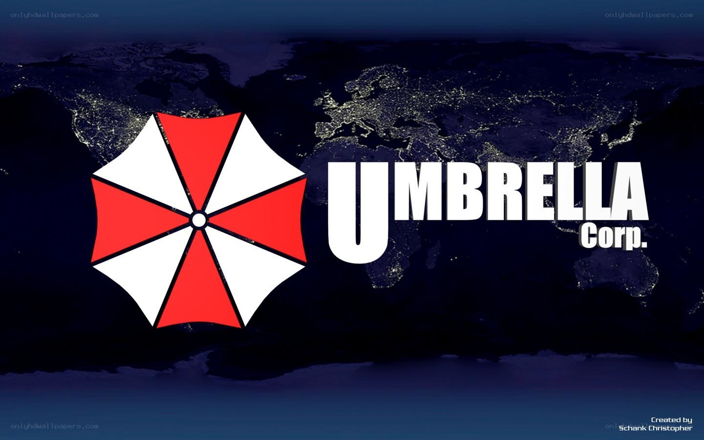 Umbrella Corp logo on world map