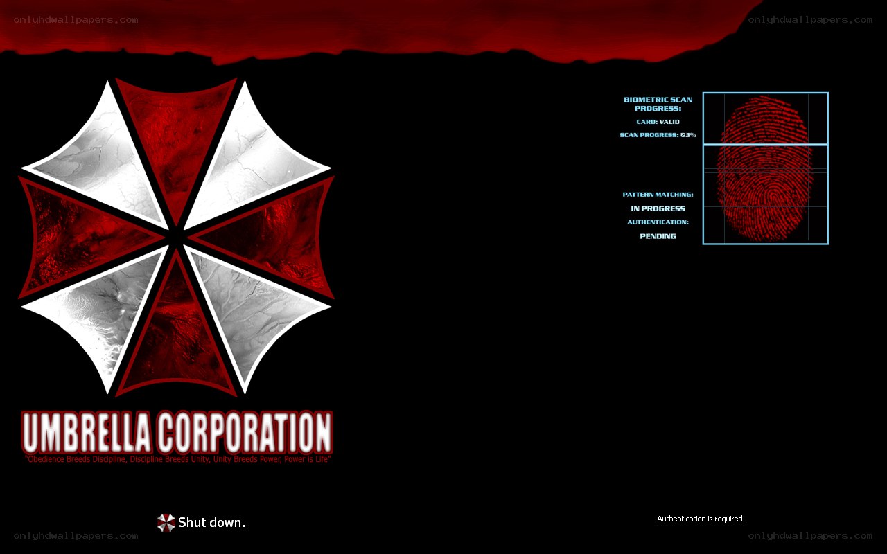 Umbrella Corporation login screen