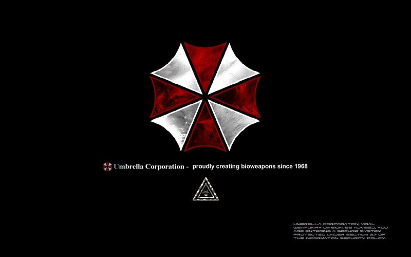 Umbrella Corporation Logo — Black, Dark, Digital Art, Text, Biohazard Symbol, Red