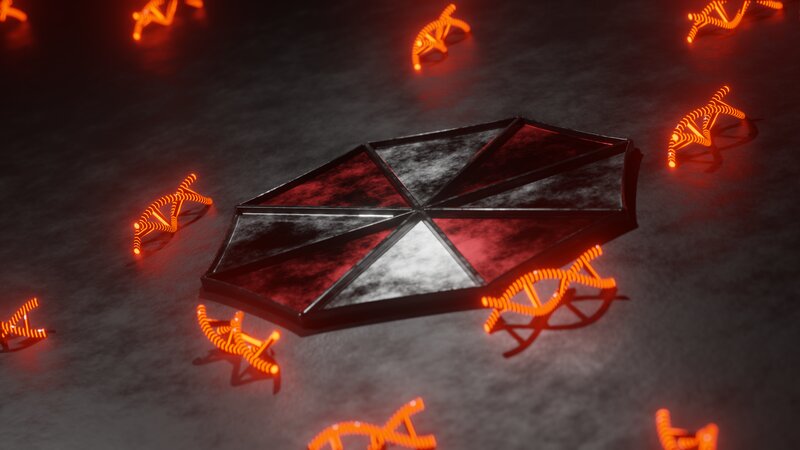 Umbrella Corporation Logo — Black, Dark, Dramatic, 3d Render