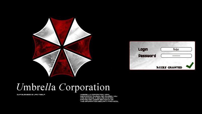 Umbrella Corporation Logo — Black, Dramatic, Digital Art, Login Screen