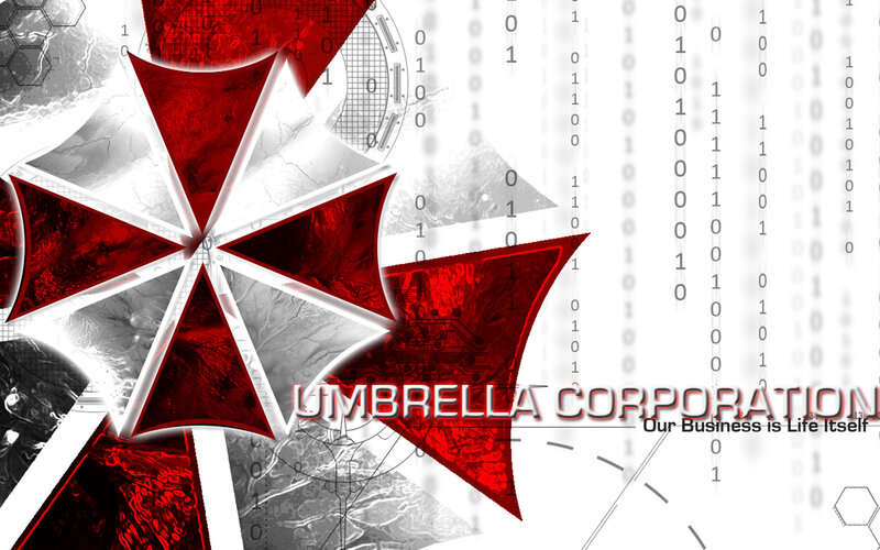 Umbrella Corporation Logo — Red, Dramatic, Digital Art, Binary Code