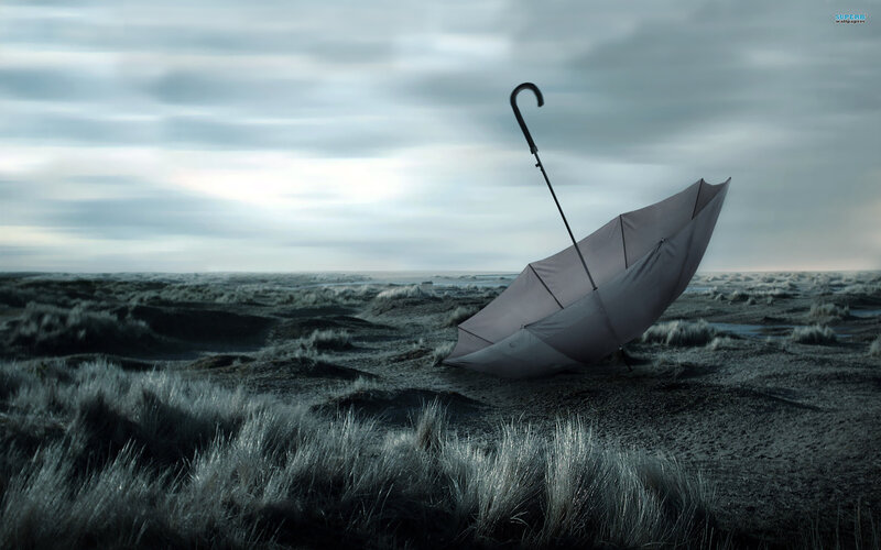 Umbrella on Dunes — Gray