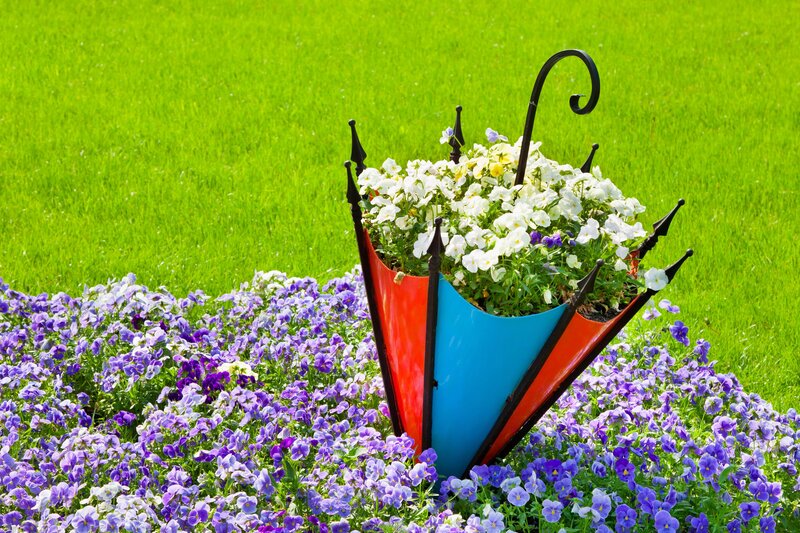 Umbrella Planter with Flowers