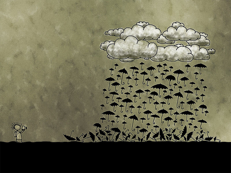 Umbrella rain from clouds