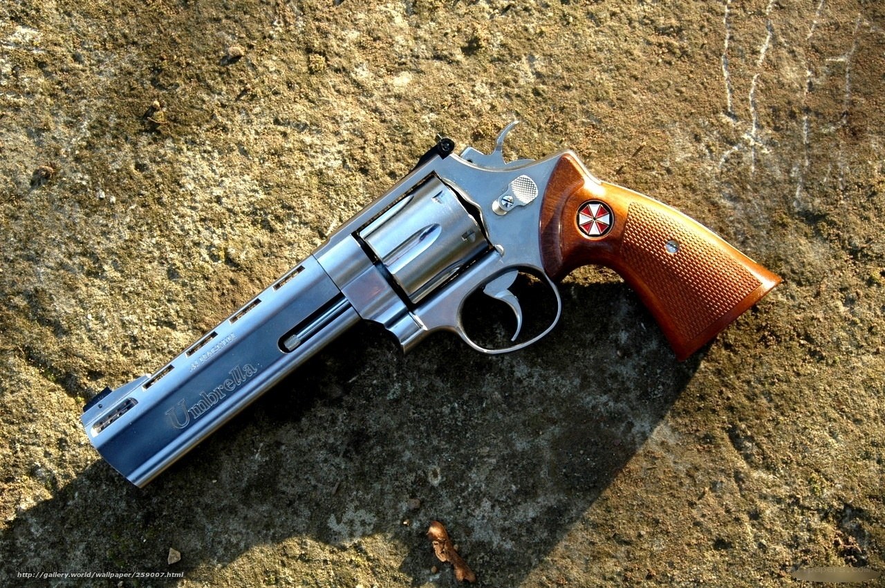 Umbrella revolver on stone