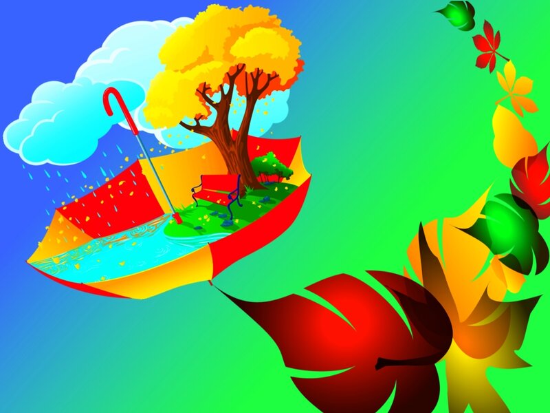 Umbrella with Park Scene