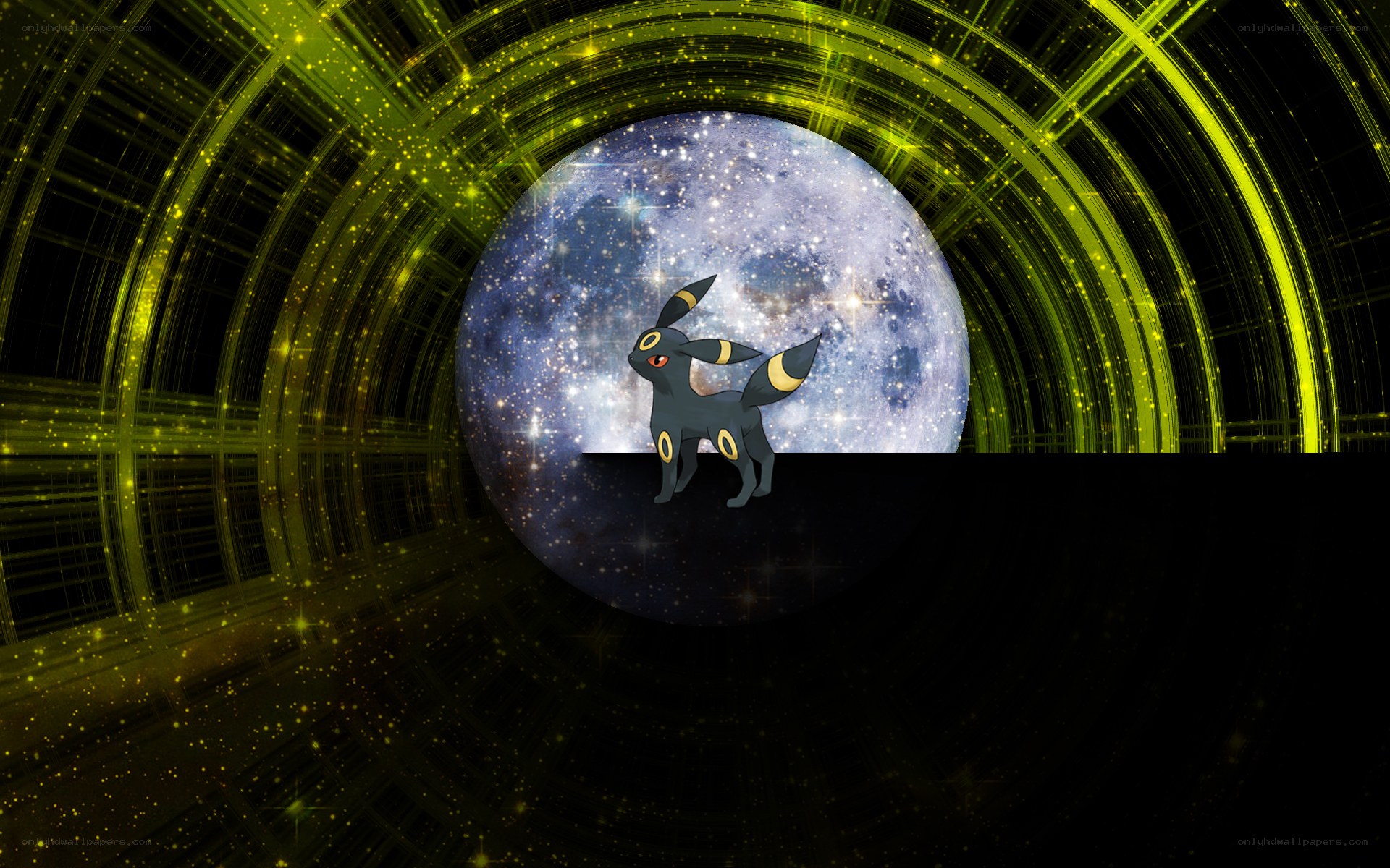 Umbreon in a starry tunnel