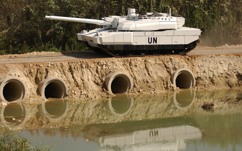 UN tank on a road