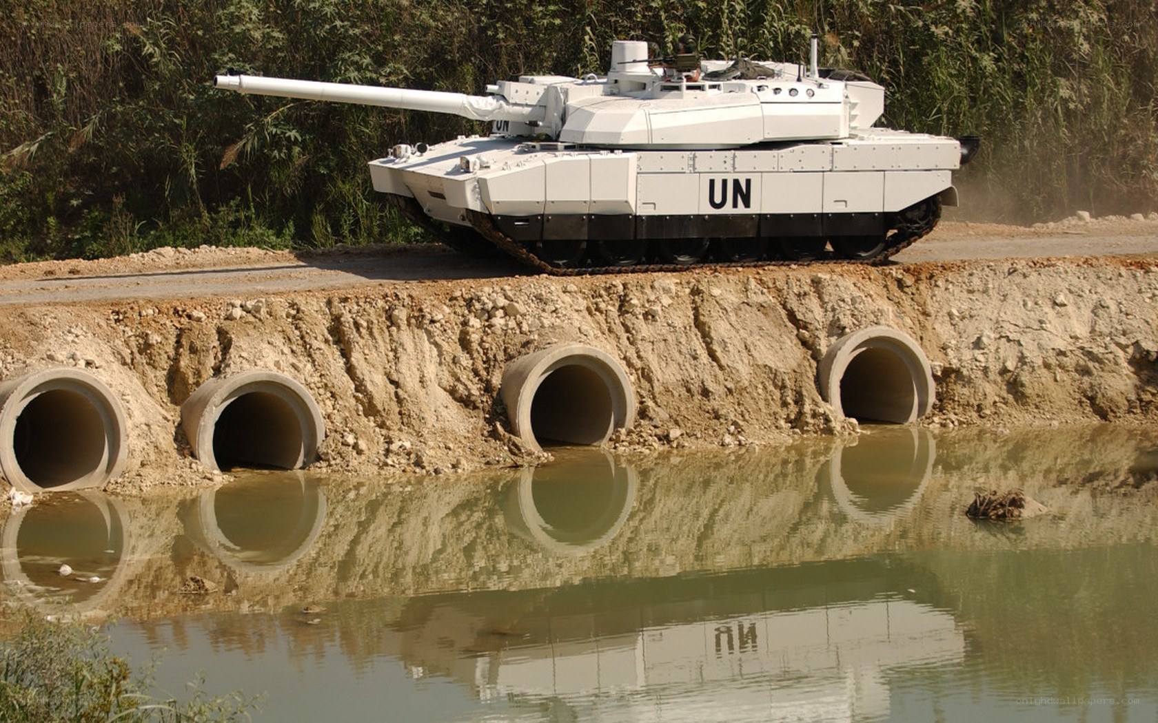 UN tank on a road
