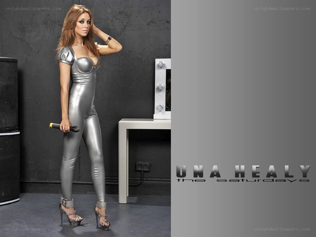 Una Healy in silver bodysuit