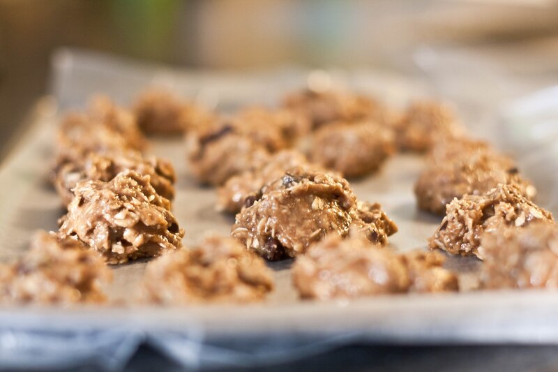 Unbaked cookie dough on tray