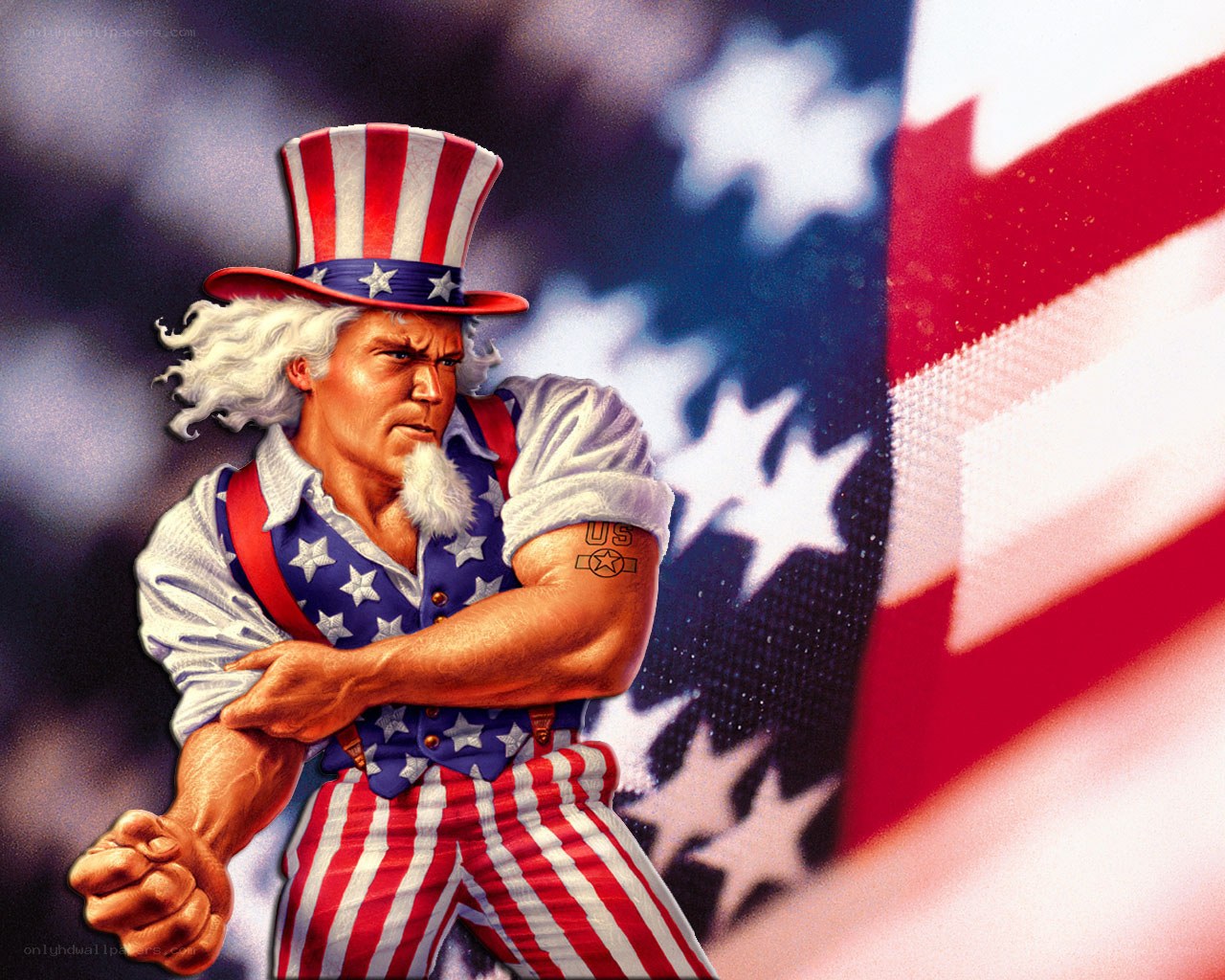 Uncle Sam with American flag