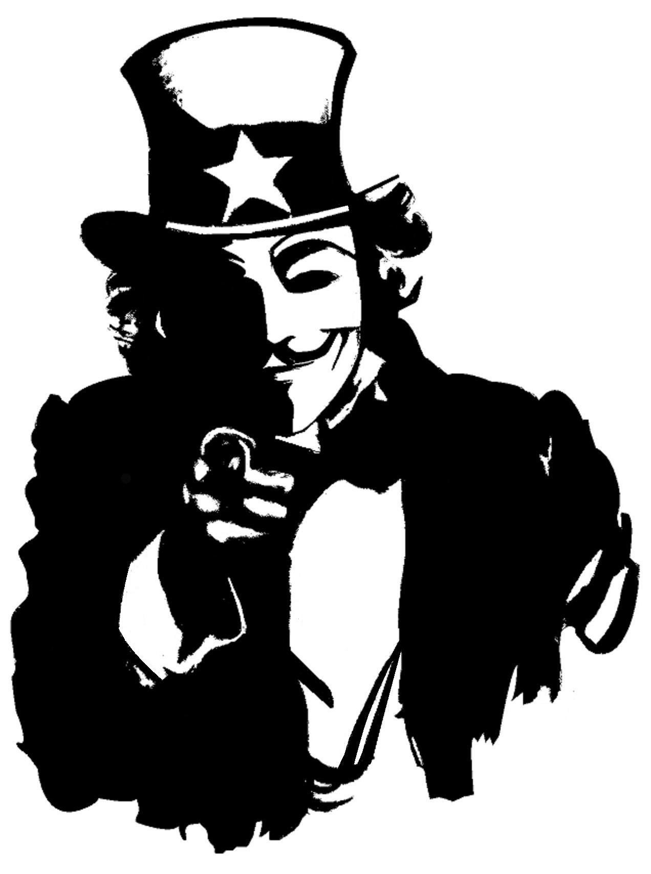 Uncle Sam with Guy Fawkes mask