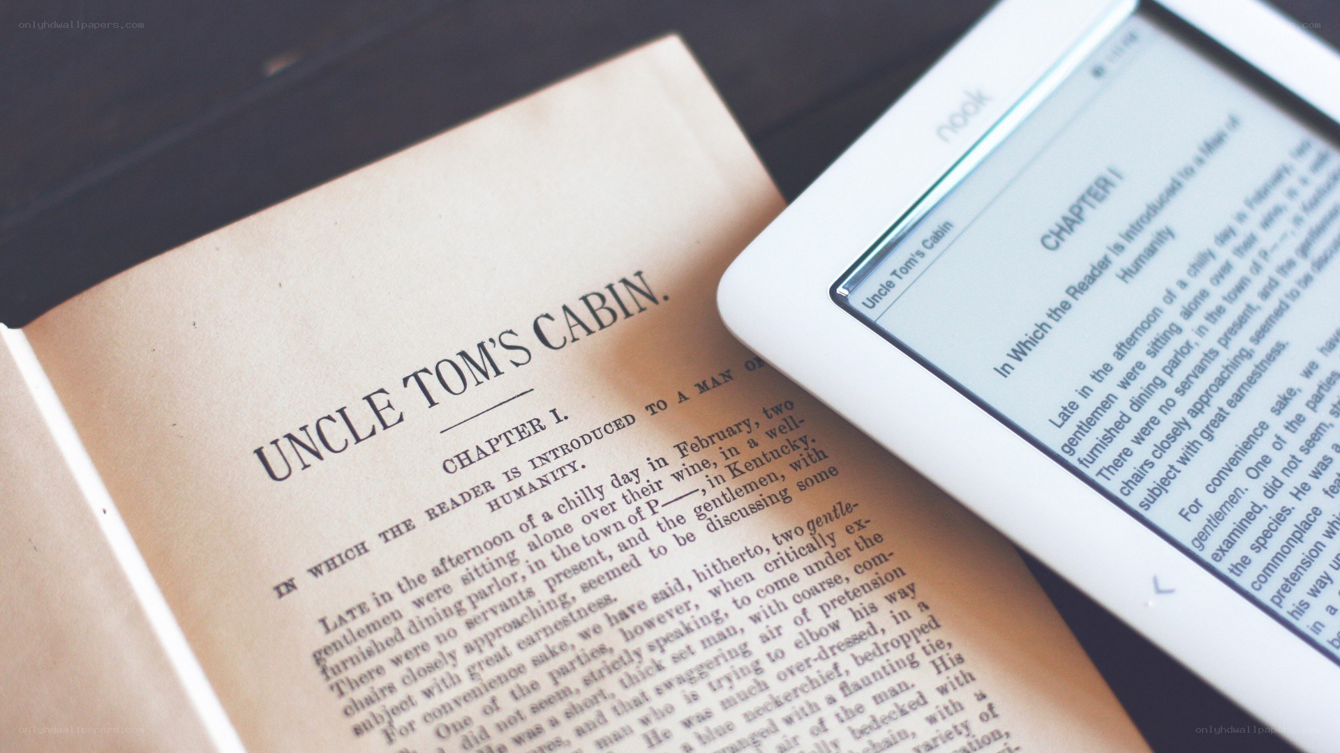 Uncle Tom's Cabin book and e-reader