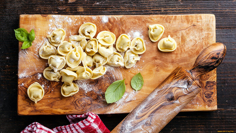 Uncooked Tortellini on Board