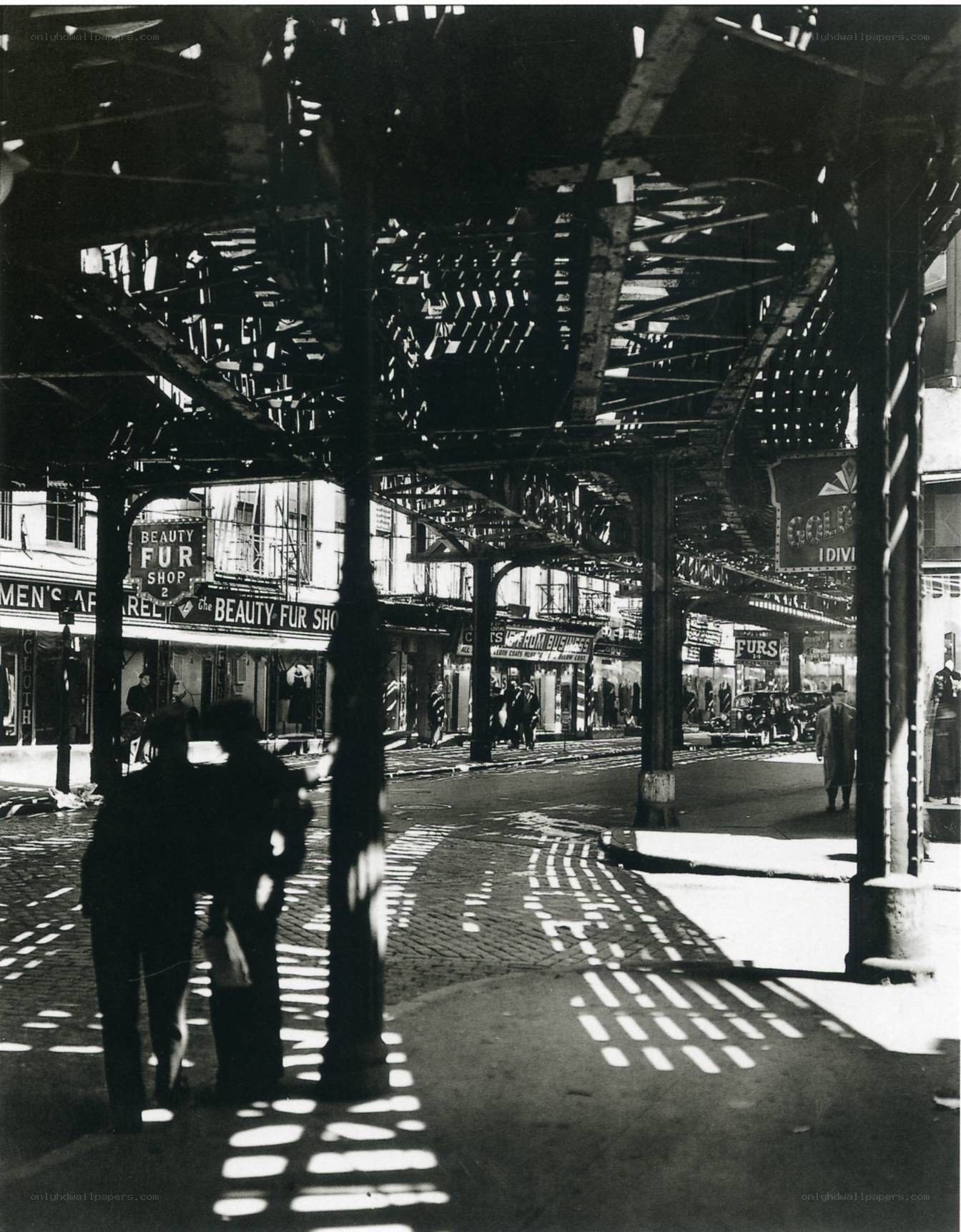 Under elevated train tracks