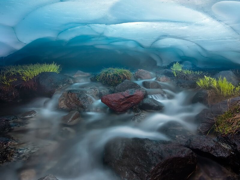 Under ice cave stream