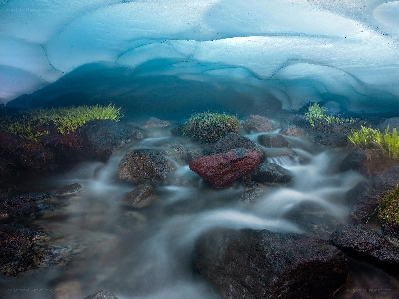 Under ice cave stream