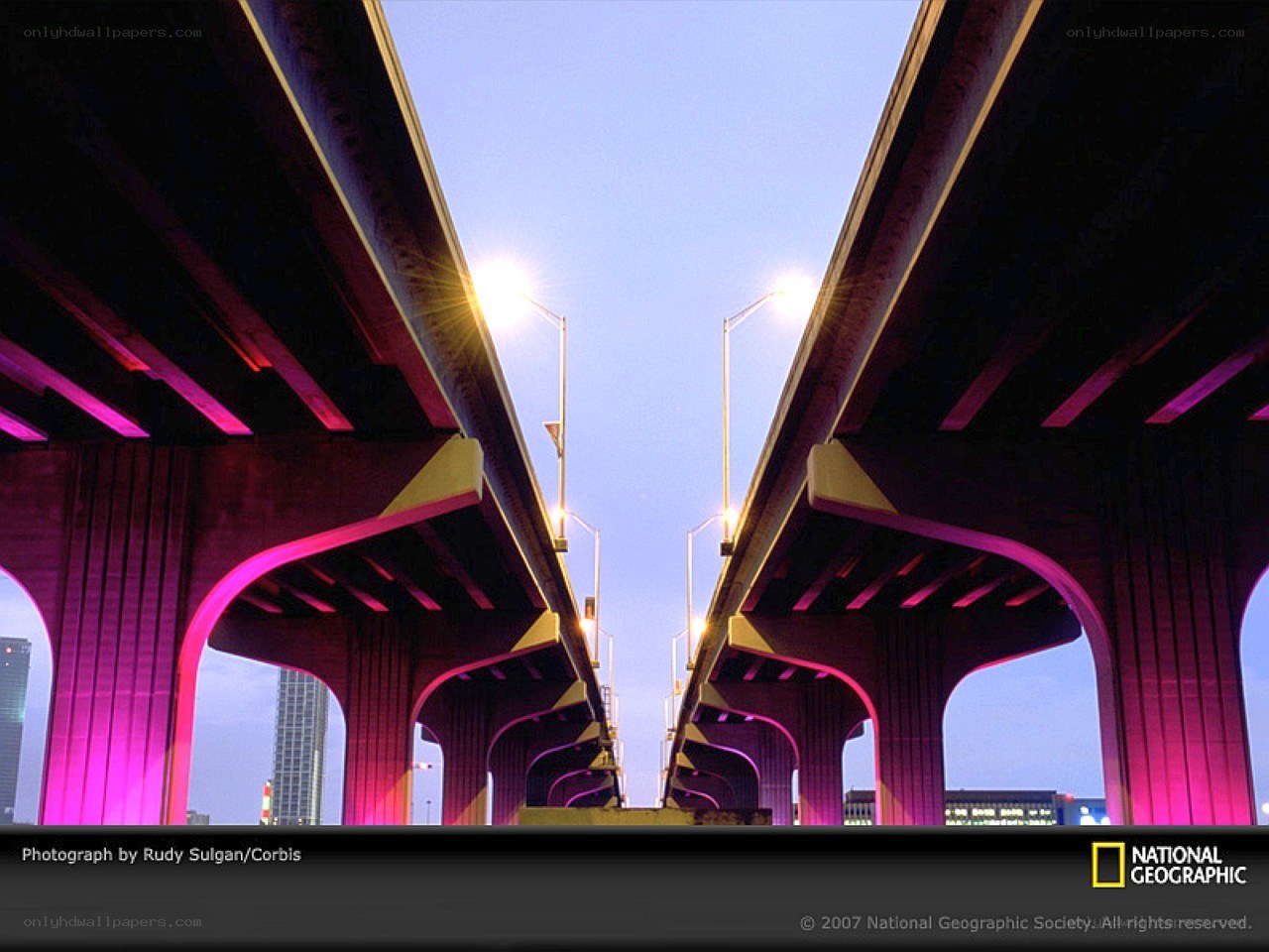 Under the bridge at dusk