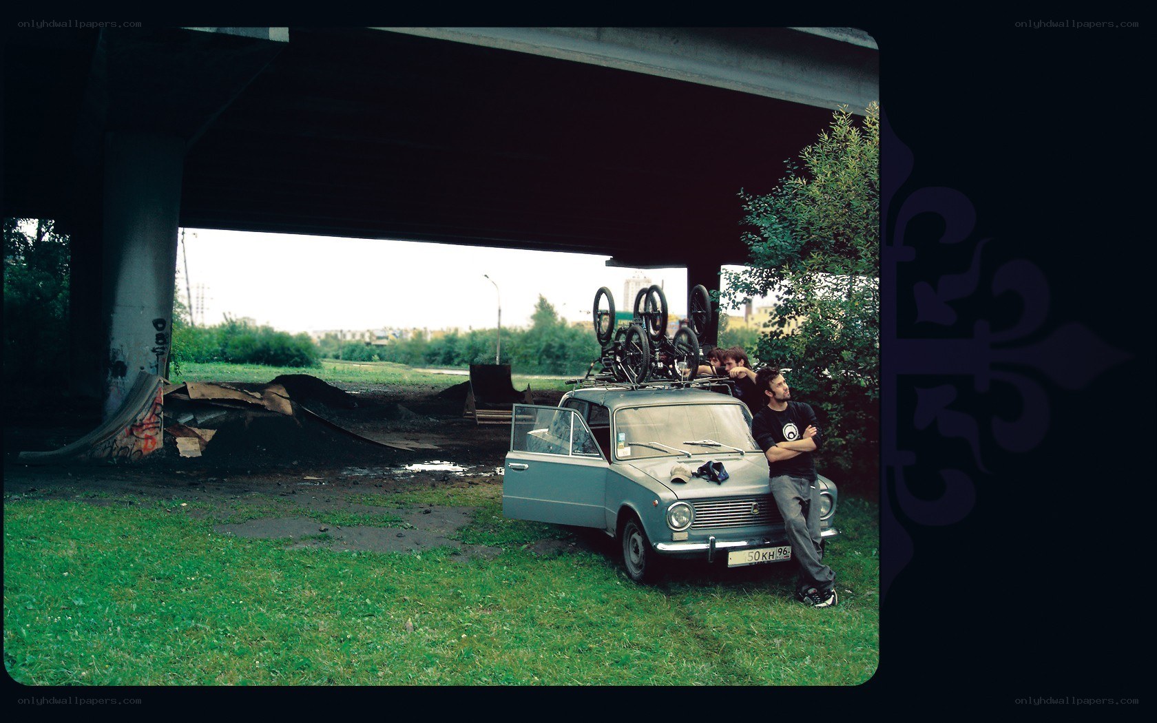 Under the bridge with a car