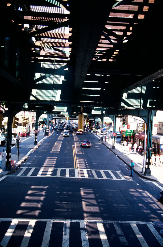 Under the elevated train tracks