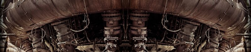 underbelly of industrial machinery