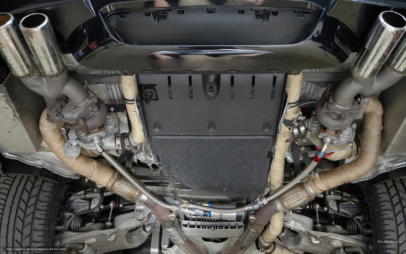 undercarriage of a sports car