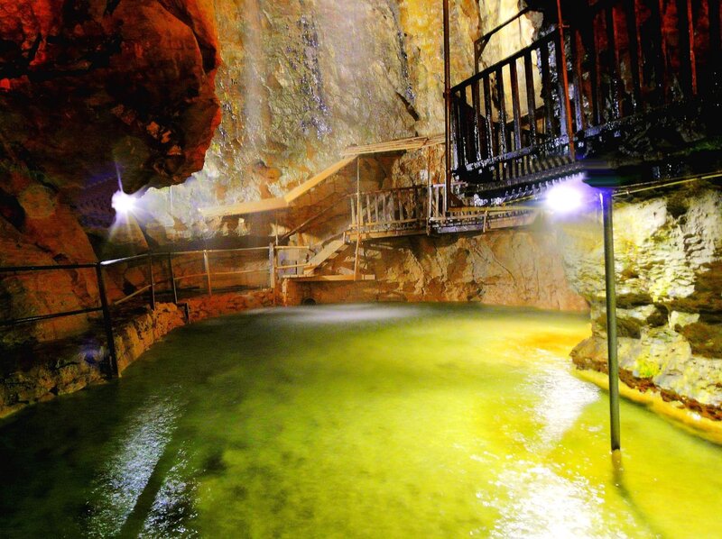 underground cave with pool