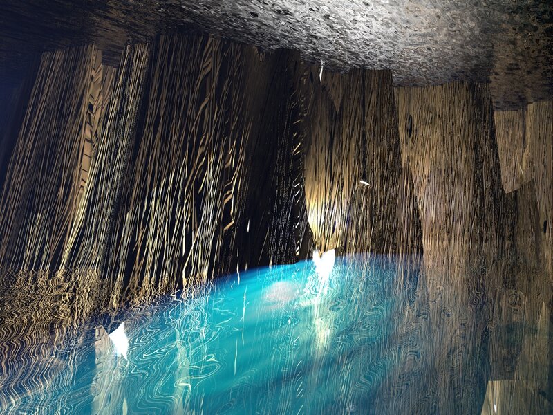 Underground Cave with Water — Blue